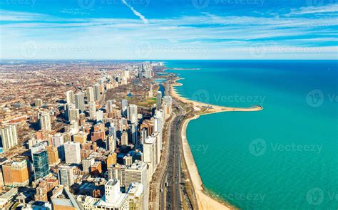 Chicago downtown and Lake Michigan shore line, USA 4559360 Stock Photo