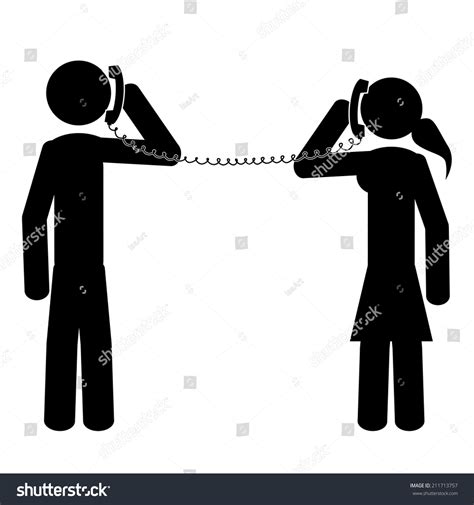 Couple Speaking Phone Stick Figure Vector Stock Vector 211713757