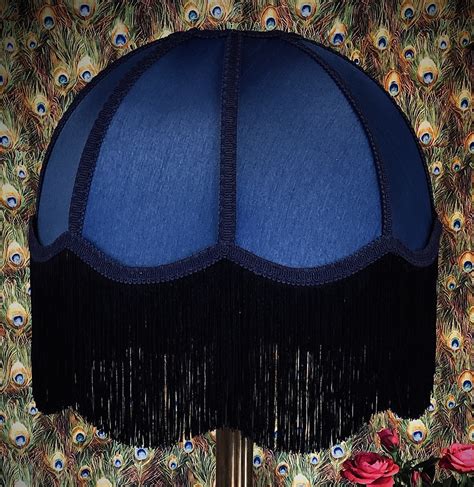 Navy Blue And Black Dome Fabric Lampshade