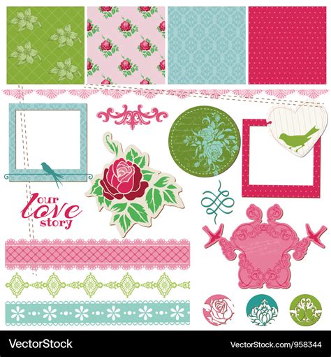 Scrapbook Design Elements Vintage Flower Card Vector Image