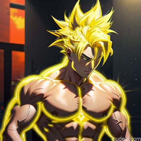 Nude Ai Image For Super Saiyan Super Saiyan Neon Lights Clothes Red