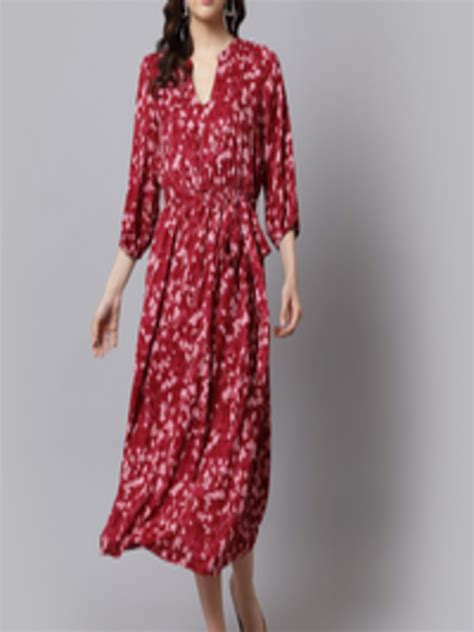 Buy Just Wow Floral Printed Puff Sleeve A Line Midi Dress Dresses For