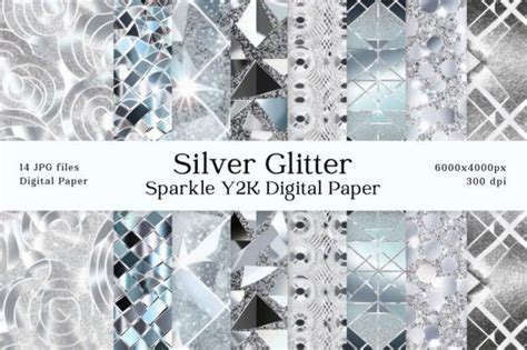 Silver Glitter Sparkle Y2K Digital Paper Graphic by lemonmoon · Creative Fabrica