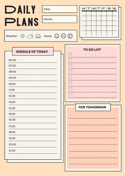 The Daily Planner Is Shown In Pink And White With Black Writing On It