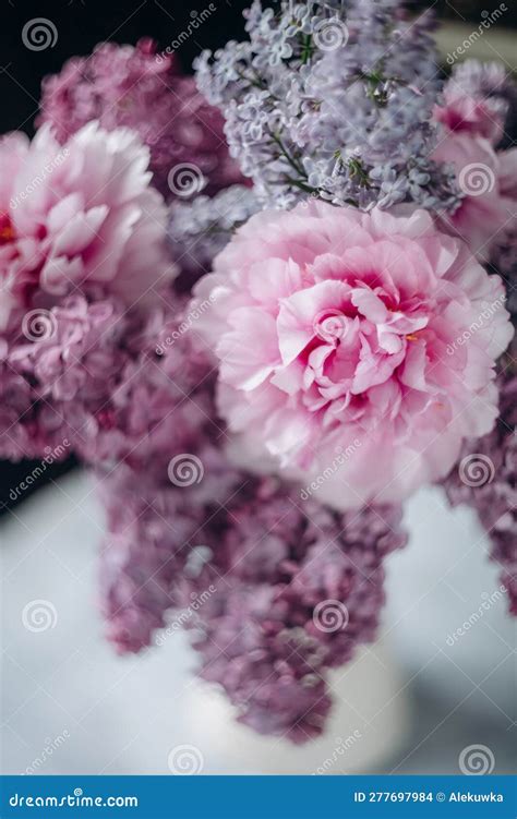 Purple Fresh Flowers, Lilac, Bouquet Flowers Elegant Stock Photo ...