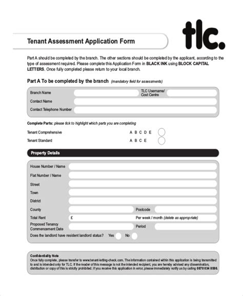 Free Sample Tenant Application Forms In Pdf Ms Word