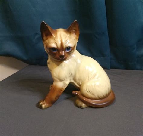 Large Siamese Cat Figurine Made In Japan Vintage Etsy