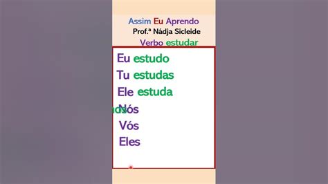 🌟como Conjugar O Verbo Estudar No Tempo Presente Shorts🌟 Youtube