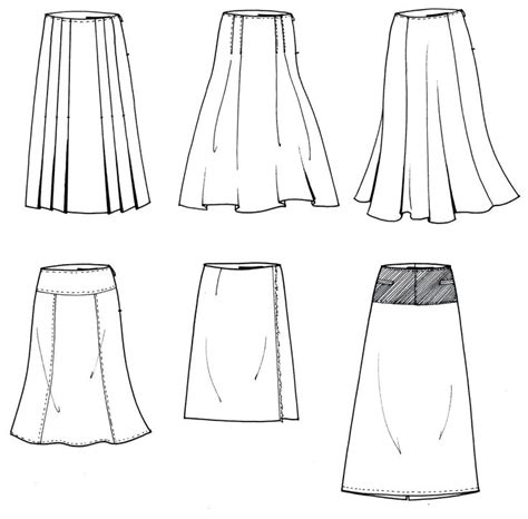 Womens Skirt Flat Sketches Technical Drawing Fashion Drawing