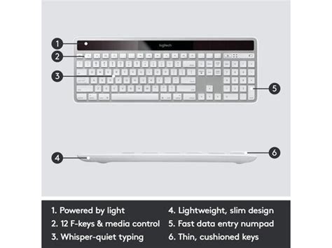 Logitech K750 Wireless Solar Keyboard for Mac — Solar Recharging, Mac-Friendly Keyboard, 2.4GHz ...