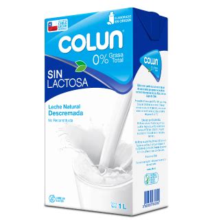 Leche Descremada Sin Lactosa Colun 1 Lt 12 Unidades Por Caja Aliméntika