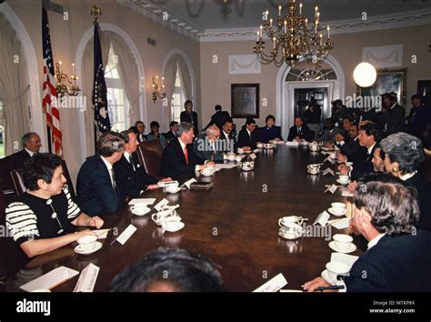 President William Jefferson Clinton At First Cabinet Meeting In January