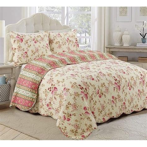 Cozy Line Charleston Cottage Floral Reversible Cotton Piece Quilt Set