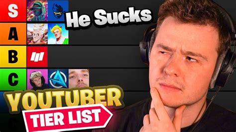 I Ranked Every Fortnite Youtuber Youtube