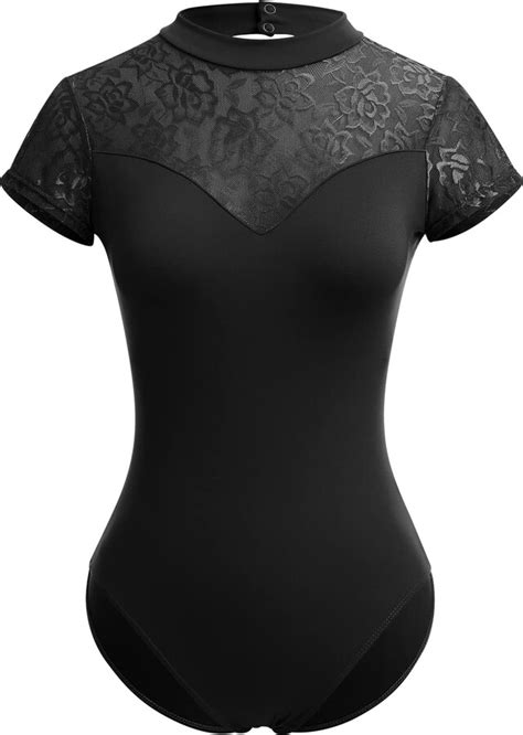 Ibtom Castle Women Balltet Leotard Stand Up Collar Lace Gymnastics