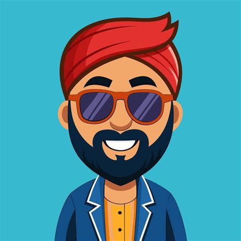 Vector Cartoon Illustration Of Happy Punjabi Man Wearing Sunglasses