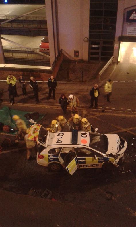 Newcastle City Centre Crash Involving Police Car Puts Two Officers In