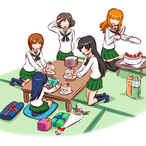 Safebooru 5girls Ahoge Akiyama Yukari Bangs Birthday Birthday Cake