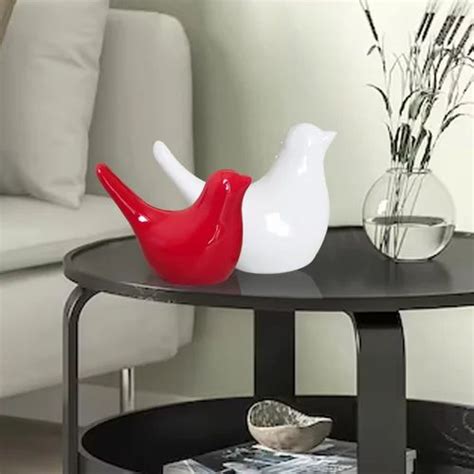 Creative White and Red Glossy Ceramic Birds Figurines, Pack of 2 at Rs ...