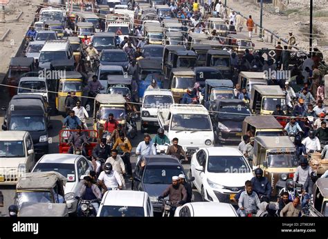 A Large Number Of Vehicles Stuck In Traffic Jam Due To Negligence Of