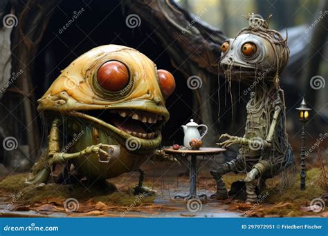 A Couple Of Figurines Sitting Next To Each Other Stock Image Image Of