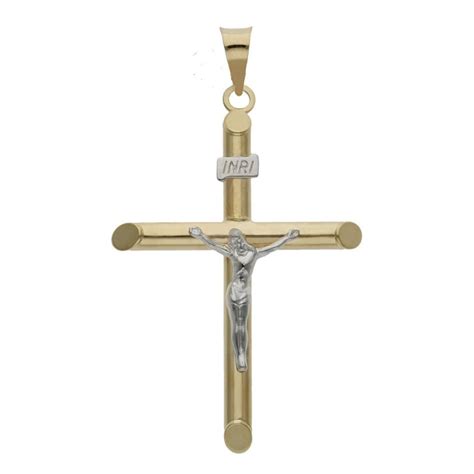 Cruz De Oro De Tubo Con Cristo Combinada Joyer A Relojer A Para So