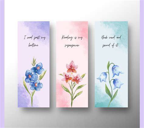 Quote Printable Bookmarks, Bookmark Set, Watercolor Bookmarks, Digital ...