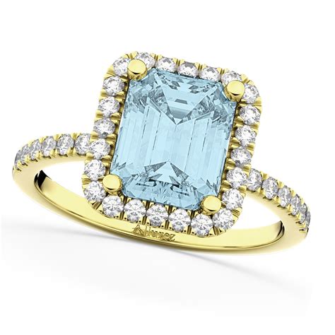 Aquamarine Diamond Engagement Ring K Yellow Gold Ct Ad