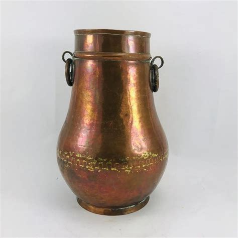 Vintage Turkish Copper Vase Mid Century Flower Pot Turkish Copper