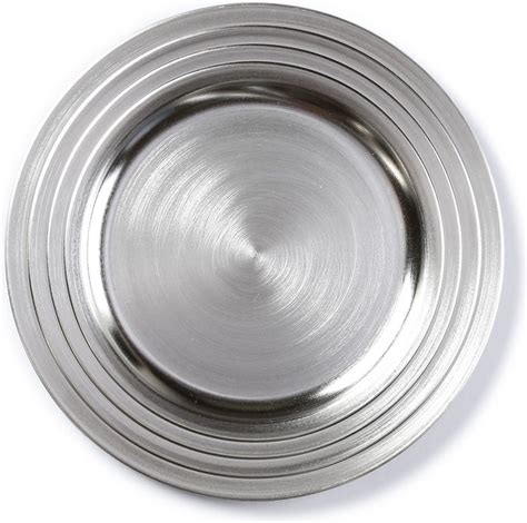 6x Diner Kerstdiner Borden Onderborden Zilver 33 Cm Rond Onderbord