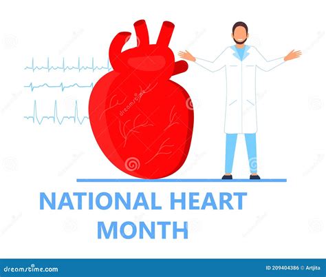 Vetor Nacional Do Conceito De Mês De Coração Doenças Cardíacas Com