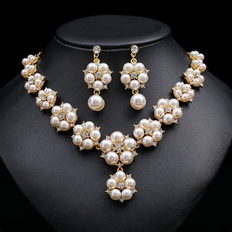 Ensemble De Bijoux De Perles De Fleur Pour Femmes Colliers De La Pr