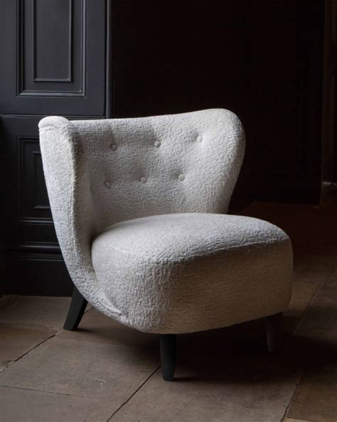 Carlton Navagio Upholstered Chair In Ivory Chenille Fabric With Black