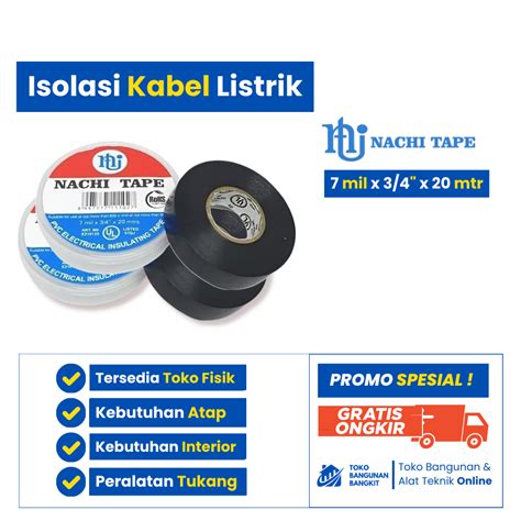 Jual Isolasi Kabel Listrik Pvc Nachi Tape Hitam Mil X Inch X