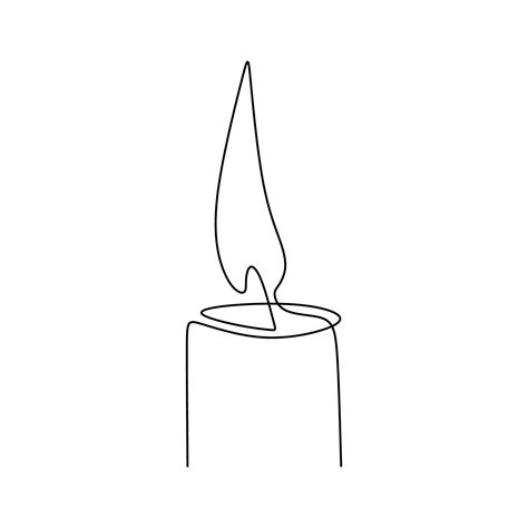 un dessin au trait continu d une bougie allumée feu brûlant et bougie