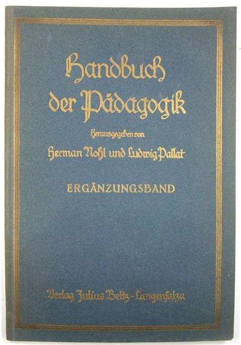 Handbuch Der Paedagogik Von Nohl ZVAB