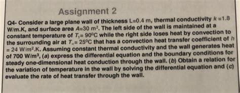 Solved Assignment 2 Q4 Consider A Large Plane Wall Of