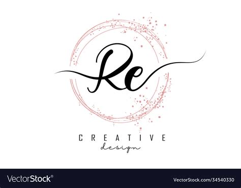 Handwritten Re R E Letter Logo With Sparkling Vector Image