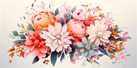 Premium Photo Bouquets And Arrangements Of Flowers In Watercolor Style