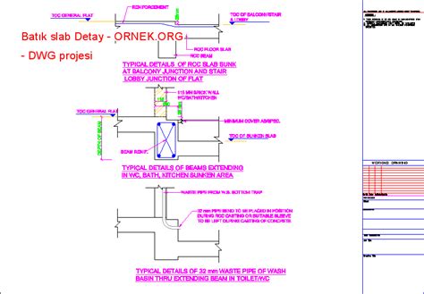 Proje Sitesi Bat K Slab Detay Autocad Projesi