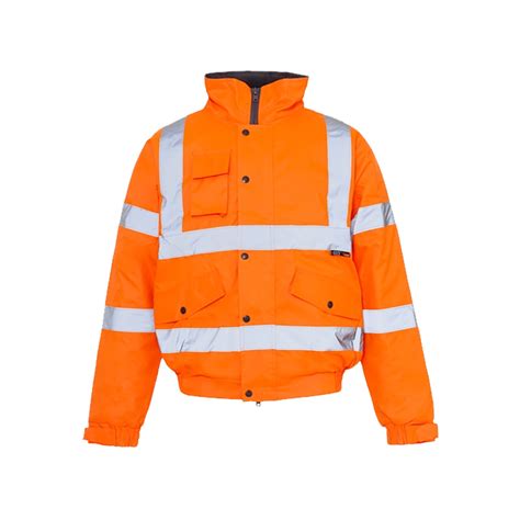 Hi Vis Orange Waterproof Padded Bomber Jacket (HV1115) - Spartan Safety