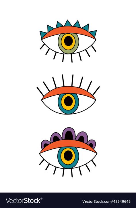 Set of isolated retro evil eyes Royalty Free Vector Image