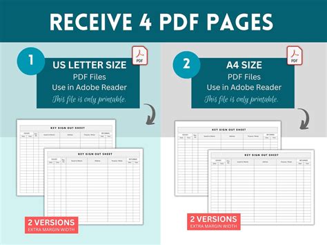 Key Sign Out Sheet, Signature List, Contact List, Sign in Out Form, Printable Key Sign Out Form ...