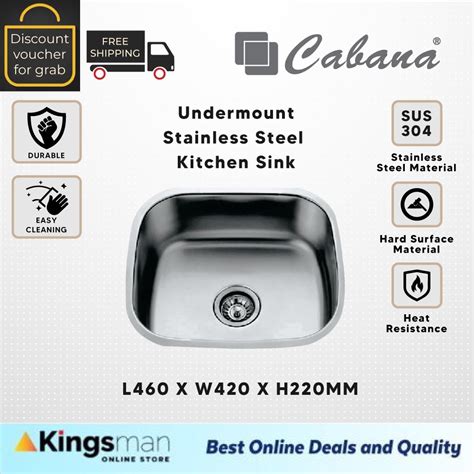 Kingsman Cabana Top Mount Single Bowl 304 Stainless Steel Kitchen