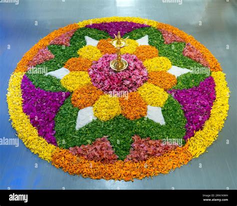 Onam Pookalam Flower Rangoli Floral Pattern Onam Festival Kerala Hi Res