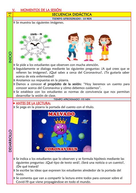 Sesion De Aprendizaje Leemos Un Cuento Covid Pdf