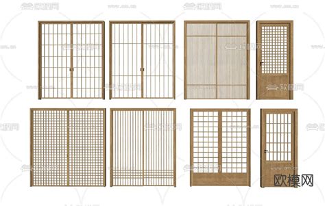 日式推拉门 单开门 栅格门su模型下载id14237301sketchup模型下载 欧模网