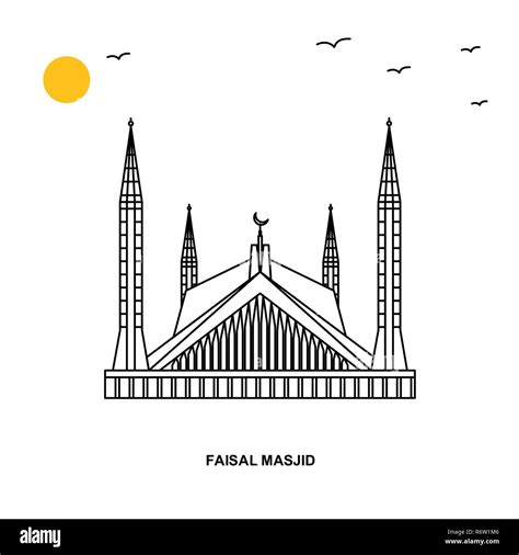 Faisal Mosque Monument World Travel Natural Illustration Background In