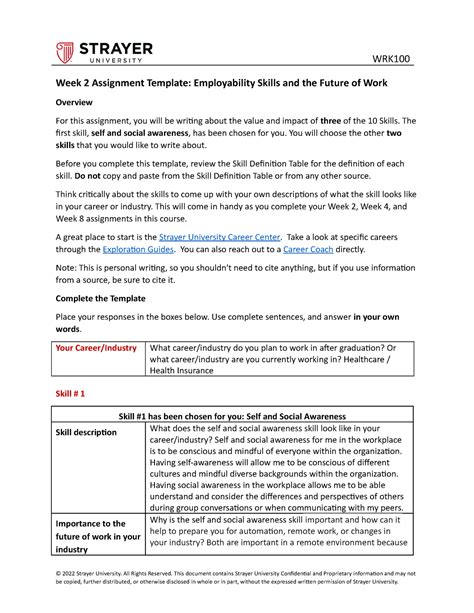 Week 2 Assignment Template Wrk Week 2 Assignment Template Employability Skills And The Future