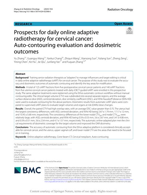 Pdf Prospects For Daily Online Adaptive Radiotherapy For Cervical